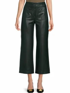 Women Veronica Beard Jiva Faux Leather Cropped Pants