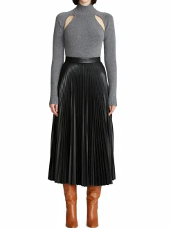 Women Halston Joss Vegan Leather Midi-Skirt