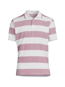 Bonobos Polos|Justin Striped Tip Polo White Pink