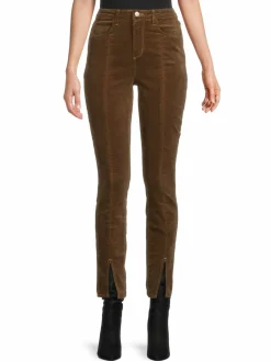 Women L'AGENCE Jyothi Velvet Split Ankle High-Rise Pants