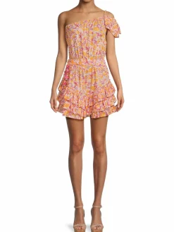 Women Poupette St Barth Kaia Floral One Shoulder Mini Dress