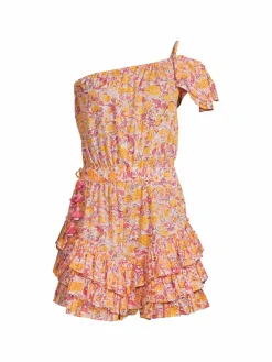 Women Poupette St Barth Kaia Floral One Shoulder Mini Dress