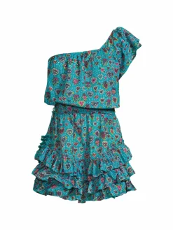Women Poupette St Barth Kaia Heart Tiered One Shoulder Mini Dress