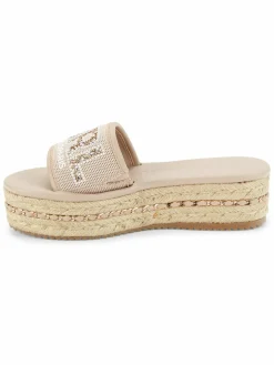 Karl Lagerfeld Paris Kamara Embellished Logo Espadrille Platform Sandals