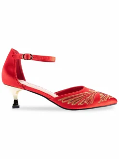 Lady Couture Kate Embroide Ankle Strap Pumps