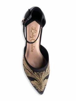 Lady Couture Kate Embroide Ankle Strap Pumps