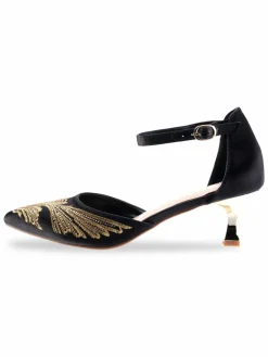 Lady Couture Kate Embroide Ankle Strap Pumps