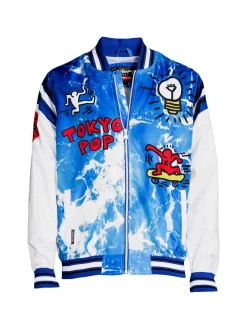 Members Only Coats & Jackets|Keith Haring Graphic Bomber Jacket Blue