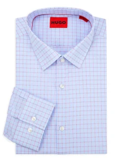 HUGO Dress Shirts|Kenno Slim Fit Check Shirt Blue Pink