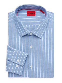 HUGO Dress Shirts|Kenno Striped Slim Fit Dress Shirt Blue