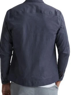 Reiss Linen|Kimchi Linen Blend Button Down Shirt Blue