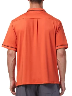 Hyden Yoo Casual Button-Down Shirts|Knit Camp Shirt Dark Coral
