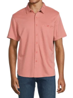 Saks Fifth Avenue Casual Button-Down Shirts|Knit Short Sleeve Button Down Shirt