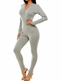 Women Bebe Knit Zip Up Jumpsuit