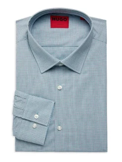 HUGO Dress Shirts|Koey Checked Slim Fit Dress Shirt Aqua