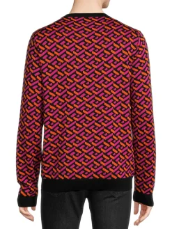 Versace Sweaters|La Greca Monogram Knit Sweater