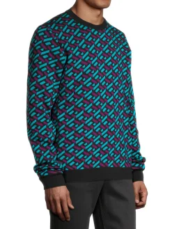 Versace Sweaters|La Greca Monogram Knit Sweater