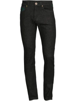 Versace Jeans|La Greca Trim High Rise Taylor Fit Jeans Teal Plum