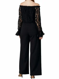 Women Adrianna Papell Lace Off Shoulder Wide Leg Jumpsuit
