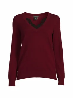 Women Sofia Cashmere Lace Trim Cashmere Sweater
