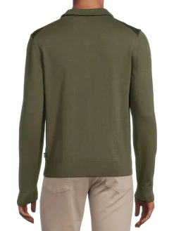 BOSS Sweaters|Ladamo Virgin Wool Blend Mockneck Quarter Zip Sweater Green