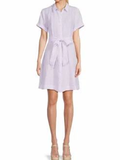 Women Hill House Home Laura Pinstripe Belted Linen Shirt Dress