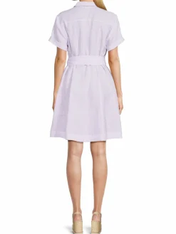 Women Hill House Home Laura Pinstripe Belted Linen Shirt Dress