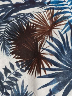 Saks Fifth Avenue Linen|Leaf Print Cotton & Linen Shirt Navy