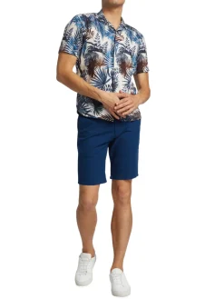 Saks Fifth Avenue Linen|Leaf Print Cotton & Linen Shirt Navy