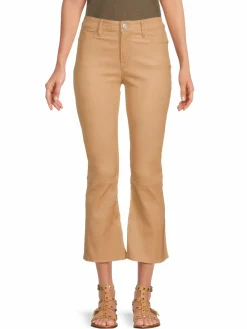 Women Frame Leather Cropped Bootcut Pants