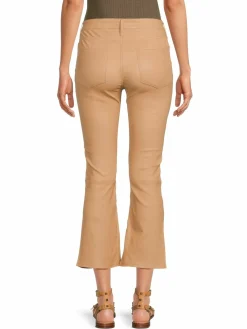 Women Frame Leather Cropped Bootcut Pants