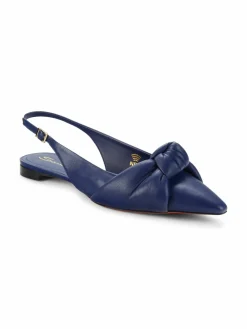Santoni Leather Slingback Flat Shoes