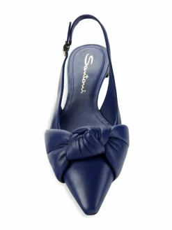 Santoni Leather Slingback Flat Shoes