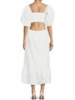 Women CAARA Leighton Smocked Cutout Midi Dress