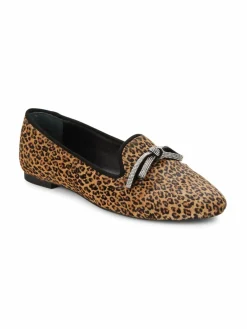 Stuart Weitzman Leopard Print Calf Hair Bow Loafers