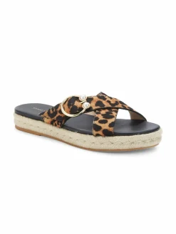Stuart Weitzman Leopard-Print Calf Hair Espadrille Sandals