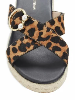 Stuart Weitzman Leopard-Print Calf Hair Espadrille Sandals