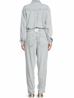 Women 7 For All Mankind Light Wash Denim Jumpsuit