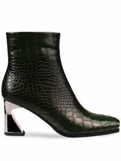 Ninety Union Lima Flare Heel Croc-Embossed Ankle Boots