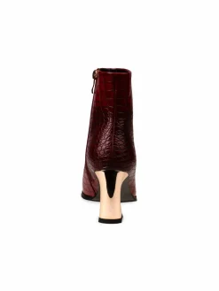 Ninety Union Lima Flare Heel Croc-Embossed Ankle Boots