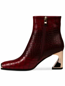 Ninety Union Lima Flare Heel Croc-Embossed Ankle Boots