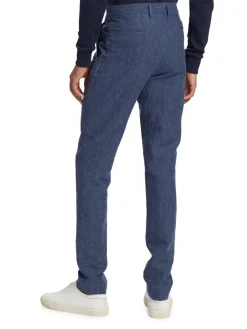 Saks Fifth Avenue Linen|Linen & Cotton Blend Slim Fit Pants Navy