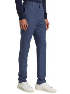 Saks Fifth Avenue Linen|Linen & Cotton Blend Slim Fit Pants Navy