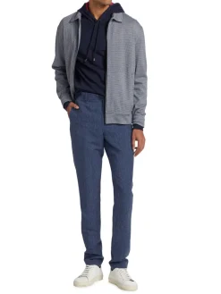 Saks Fifth Avenue Linen|Linen & Cotton Blend Slim Fit Pants Navy