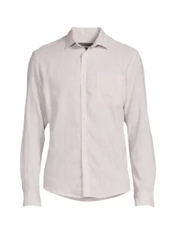 Saks Fifth Avenue Linen|Linen Blend Microstripe Button Down Shirt