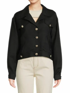 Women Karl Lagerfeld Paris Linen Blend Militant Jacket