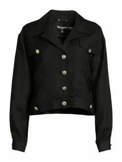 Women Karl Lagerfeld Paris Linen Blend Militant Jacket