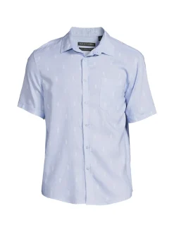 Saks Fifth Avenue Linen|Linen Blend Pineapple Print Button Down Shirt Sky Blue