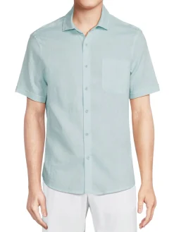 Saks Fifth Avenue Linen|Linen Blend Short Sleeve Button Down Shirt