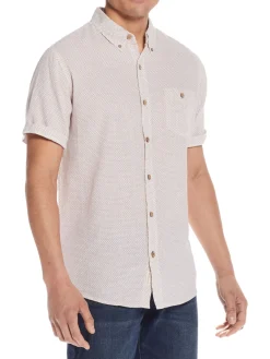 Weatherproof Vintage Casual Button-Down Shirts|Linen Blend Short Sleeve Oxford Shirt